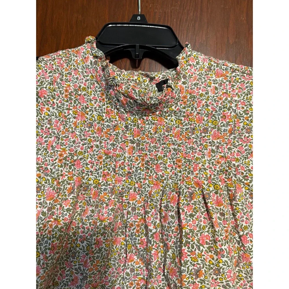 J Crew Pintuck Cotton Poplin Top in Scattered Blooms size XL